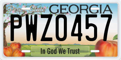 GA license plate PWZ0457