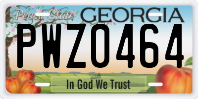 GA license plate PWZ0464