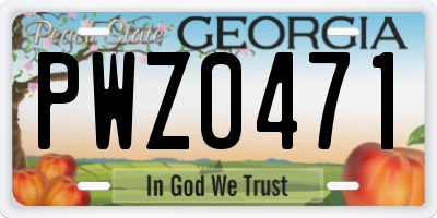 GA license plate PWZ0471