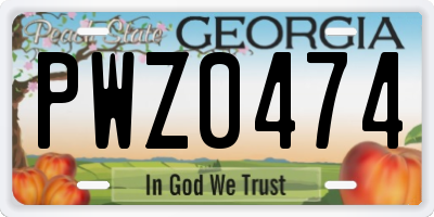 GA license plate PWZ0474
