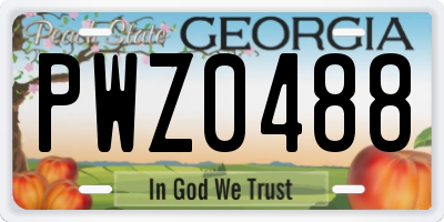 GA license plate PWZ0488