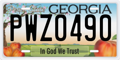 GA license plate PWZ0490