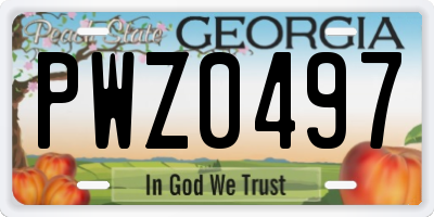 GA license plate PWZ0497