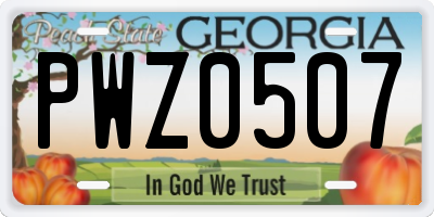 GA license plate PWZ0507