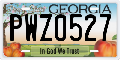 GA license plate PWZ0527