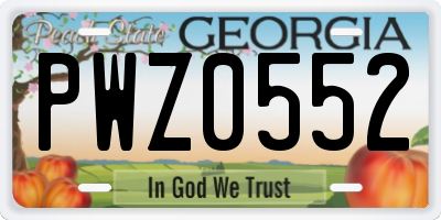 GA license plate PWZ0552