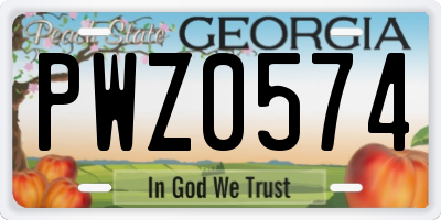 GA license plate PWZ0574