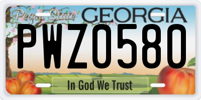 GA license plate PWZ0580
