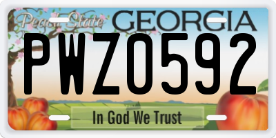 GA license plate PWZ0592