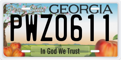 GA license plate PWZ0611