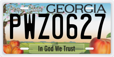 GA license plate PWZ0627