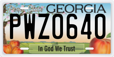GA license plate PWZ0640