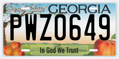 GA license plate PWZ0649