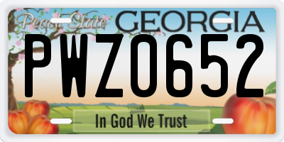 GA license plate PWZ0652