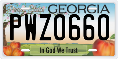 GA license plate PWZ0660