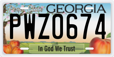 GA license plate PWZ0674
