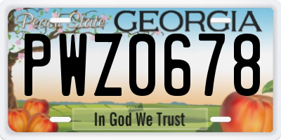 GA license plate PWZ0678