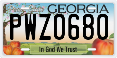 GA license plate PWZ0680