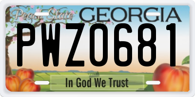 GA license plate PWZ0681