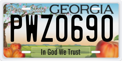 GA license plate PWZ0690