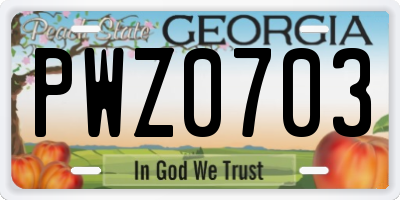 GA license plate PWZ0703