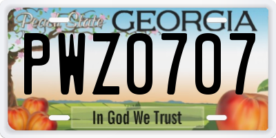 GA license plate PWZ0707