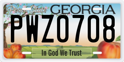 GA license plate PWZ0708