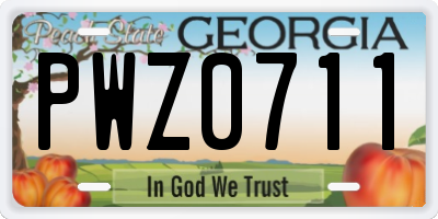 GA license plate PWZ0711
