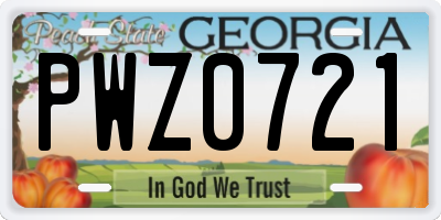GA license plate PWZ0721