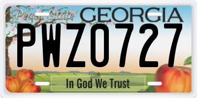GA license plate PWZ0727