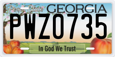 GA license plate PWZ0735