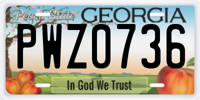 GA license plate PWZ0736