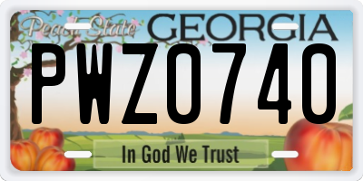 GA license plate PWZ0740