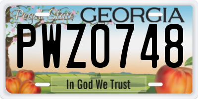 GA license plate PWZ0748