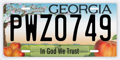 GA license plate PWZ0749