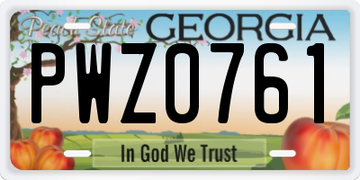 GA license plate PWZ0761