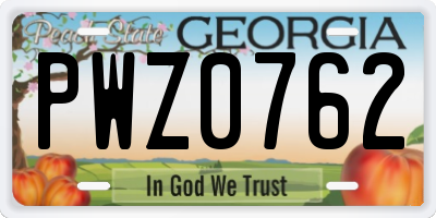GA license plate PWZ0762