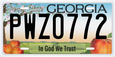 GA license plate PWZ0772