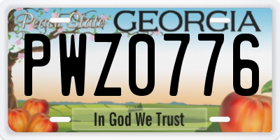 GA license plate PWZ0776