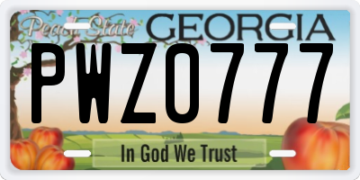 GA license plate PWZ0777