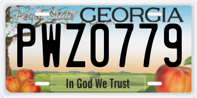 GA license plate PWZ0779