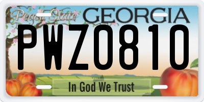 GA license plate PWZ0810