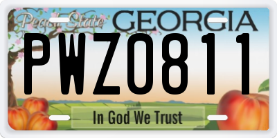 GA license plate PWZ0811