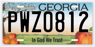 GA license plate PWZ0812