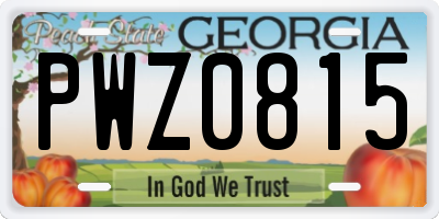 GA license plate PWZ0815