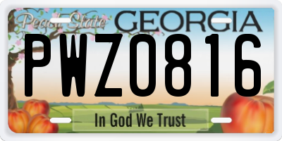 GA license plate PWZ0816