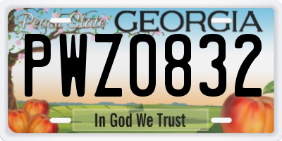 GA license plate PWZ0832