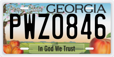 GA license plate PWZ0846
