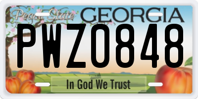 GA license plate PWZ0848