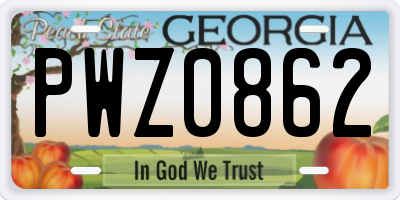 GA license plate PWZ0862